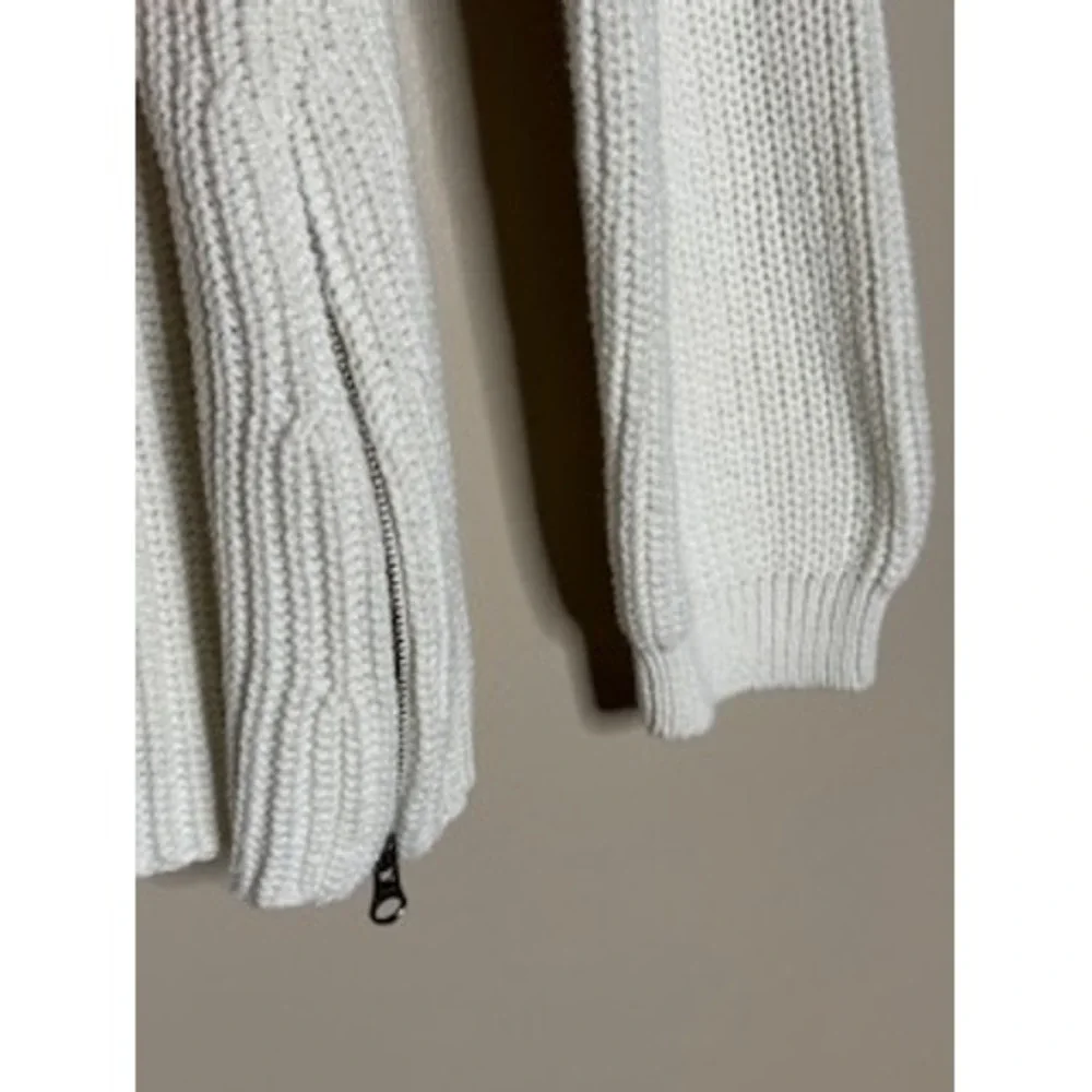 Caroline Grace White Shaker Knit V-Neck Sweater Side Zip Pullover Womens XL/TG - Picture 3 of 5